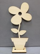 Fiore di legno h30cm con base - 4 petali - viola comune